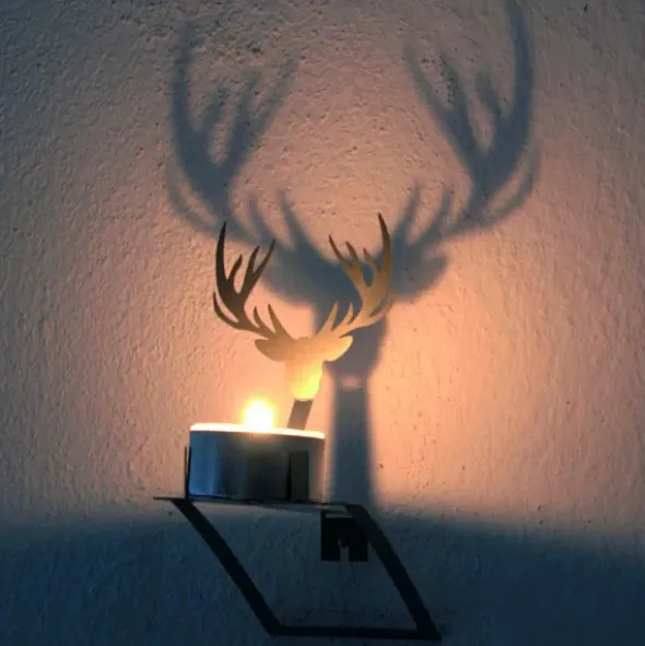 Teelichthalter Wandschatten Hirsch
