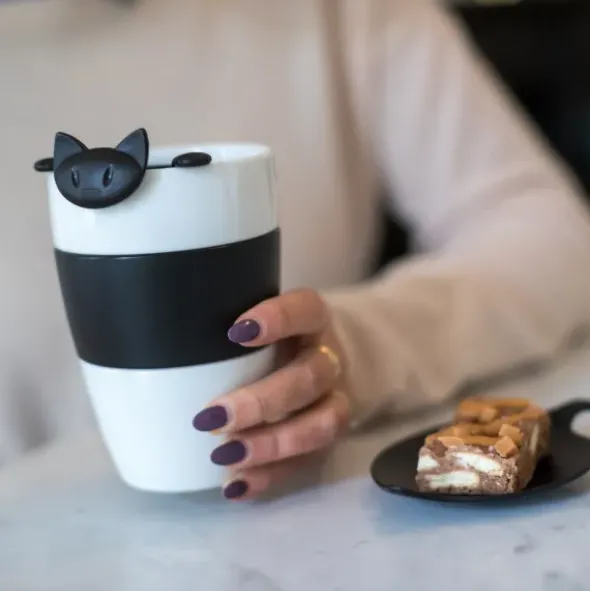 Teesieb Katze MIAOU schwarz