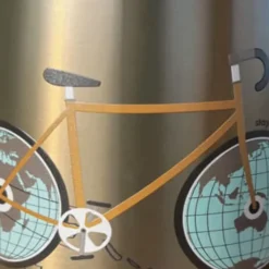 Thermobecher Fahrrad - doppelwandig 420 ml gold