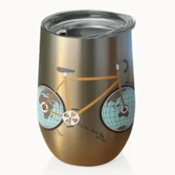 Thermobecher Fahrrad - doppelwandig 420 ml gold
