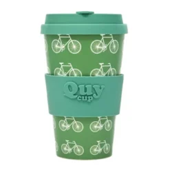 To Go Becher grün - Kaffeebecher mit Radmotiv