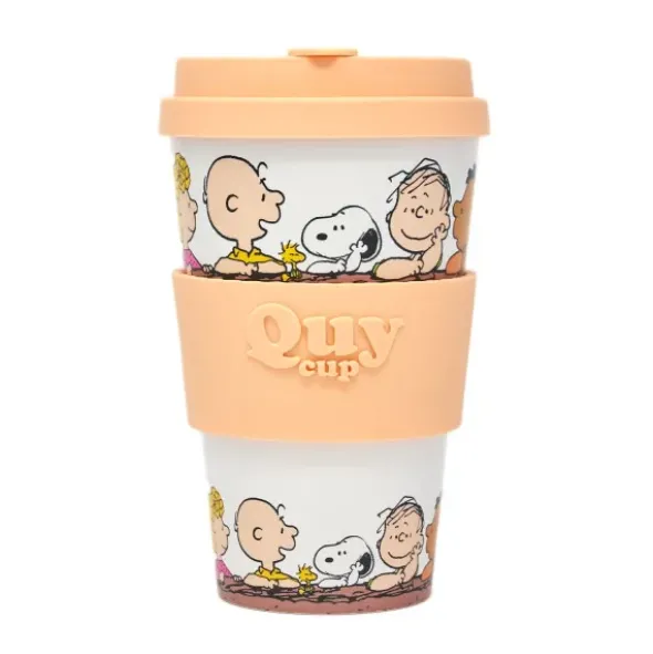 To Go Becher Peanuts - Motiv Snoopy mit Freunden an Mauer