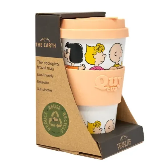 To Go Becher Peanuts - Motiv Snoopy mit Freunden an Mauer