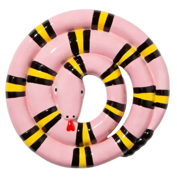 Topfuntersetzer Schlange rosa aus Keramik
