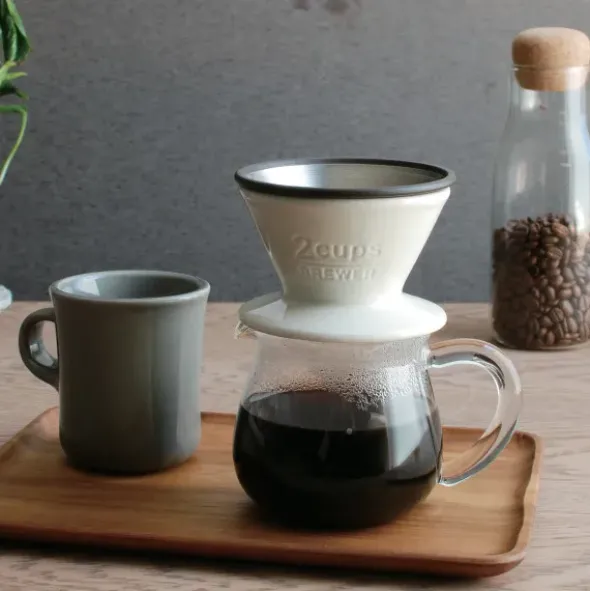Trichter für Kaffeefilter, Porzellan - brewer 2Cups, weiß