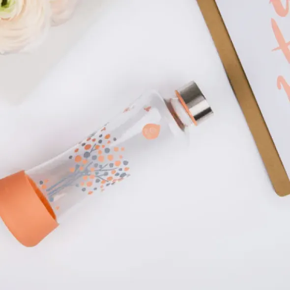 Trinkflasche aus Glas - PRINT 550 ml - Peach Tree