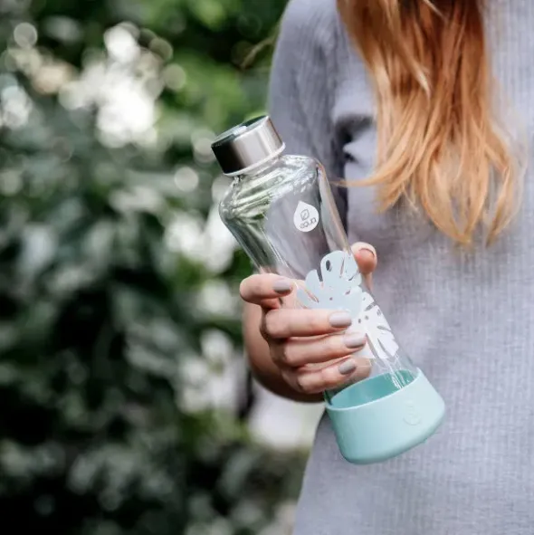 Trinkflasche aus Glas - PRINT 550 ml - Monstera