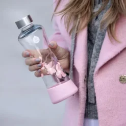Trinkflasche aus Glas - PRINT 550 ml - Magnolia