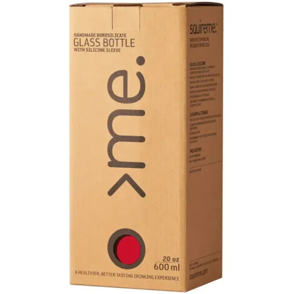 Trinkflasche Glas/Silikonhülle 0,6 l, fire red (rot)