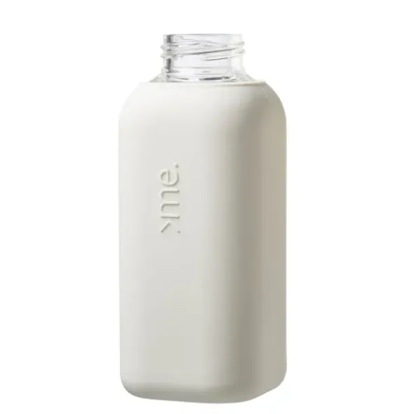 Trinkflasche Glas/Silikonhülle 0,6 l, white dove (weiß)