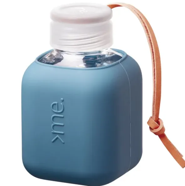 Trinkflasche Glas/Silikonhülle 0,37 l - petrol