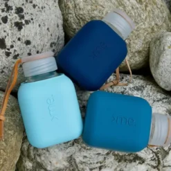Trinkflasche Glas/Silikonhülle 0,37 l - petrol