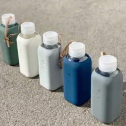 Trinkflasche Glas/Silikonhülle 0,6 l, anthra (dunkelgrau)