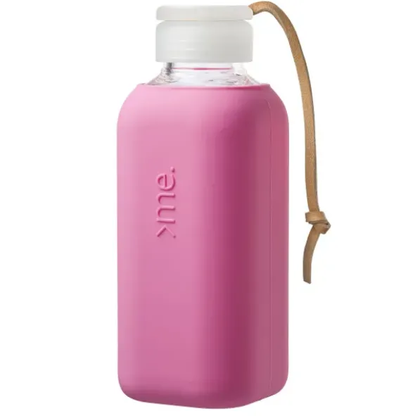 Trinkflasche Glas/Silikonhülle 0,6 l, raspberry pink (dunkelrosa)