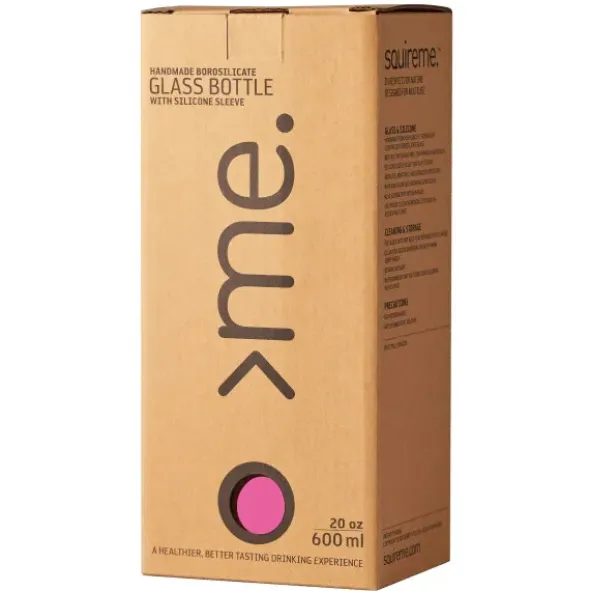 Trinkflasche Glas/Silikonhülle 0,6 l, raspberry pink (dunkelrosa)
