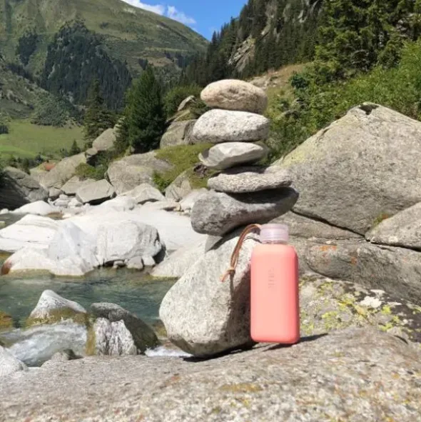 Trinkflasche Glas/Silikonhülle 0,6 l, cantaloupe (melone)