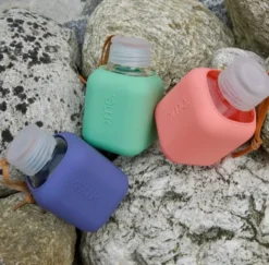 Trinkflasche Glas/Silikonhülle 0,37 l - mint green minze