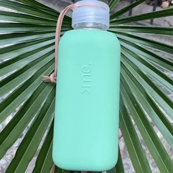 Trinkflasche Glas/Silikonhülle 0,6 l, mint green (mintgrün)