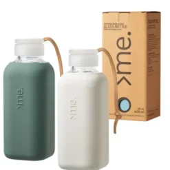 Trinkflasche Glas/Silikonhülle 0,6 l, pine green (dunkelgrün)