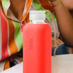 Trinkflasche Glas/Silikonhülle 0,6 l, coral (koralle)