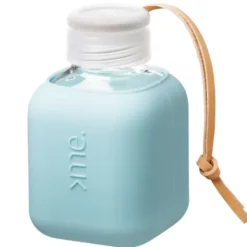 Trinkflasche Glas/Silikonhülle 0,37 l - surf blue hellblau
