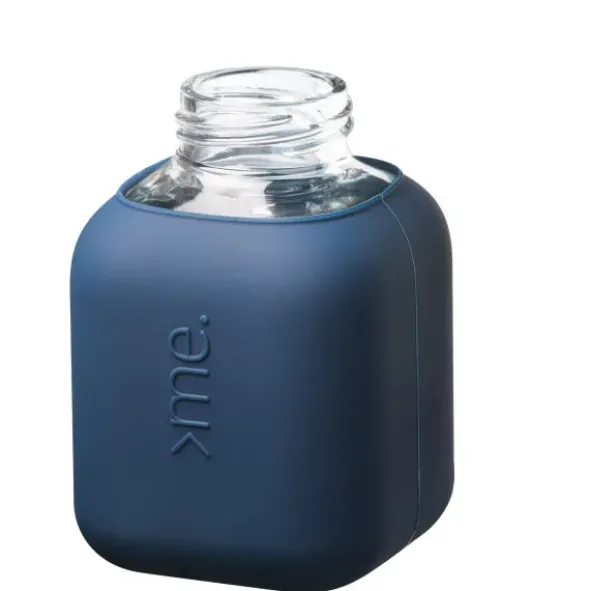 Trinkflasche Glas/Silikonhülle 0,37 l - navy dunkelblau