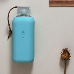 Trinkflasche Glas/Silikonhülle 0,6 l, surf blue (hellblau)