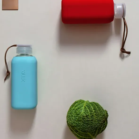 Trinkflasche Glas/Silikonhülle 0,6 l, surf blue (hellblau)