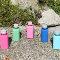 Trinkflasche Glas/Silikonhülle 0,6 l, surf blue (hellblau)