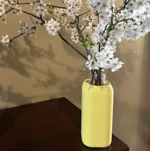 Trinkflasche Glas/Silikonhülle 0,6 l, yellow (gelb)