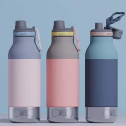 Trinkflasche 1l für Mensch & Hund - mit Wassernapf & Futternapf, blau