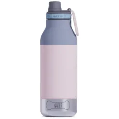 Trinkflasche 1l für Mensch & Hund - mit Wassernapf & Futternapf, rosa