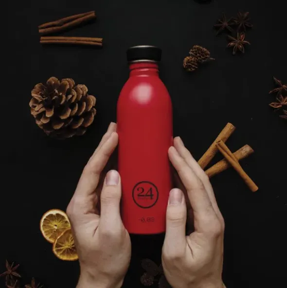 Trinkflasche 0,5 l URBAN aus Edelstahl, rot - hot red