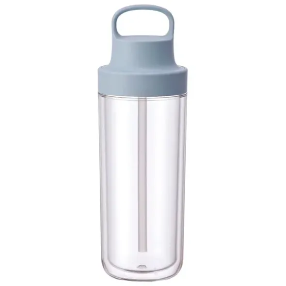 Trinkflasche mit Strohhalm 480 ml doppelwandig, hellblau