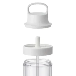 Trinkflasche mit Strohhalm 480 ml doppelwandig, hellblau