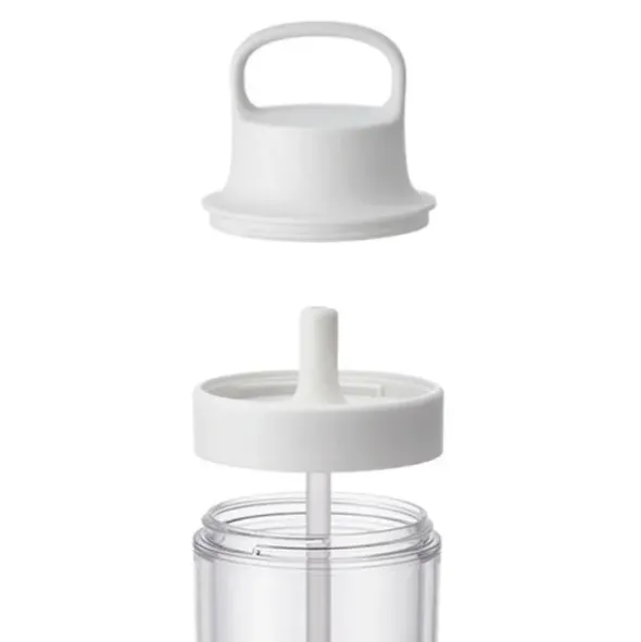 Trinkflasche mit Strohhalm 480 ml doppelwandig, hellblau