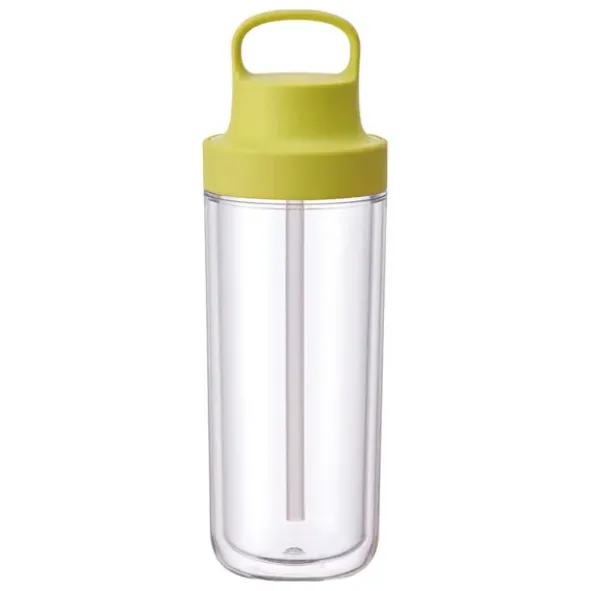 Trinkflasche mit Strohhalm 480 ml doppelwandig, gelb