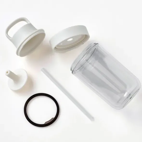 Trinkflasche mit Strohhalm 480 ml doppelwandig, gelb