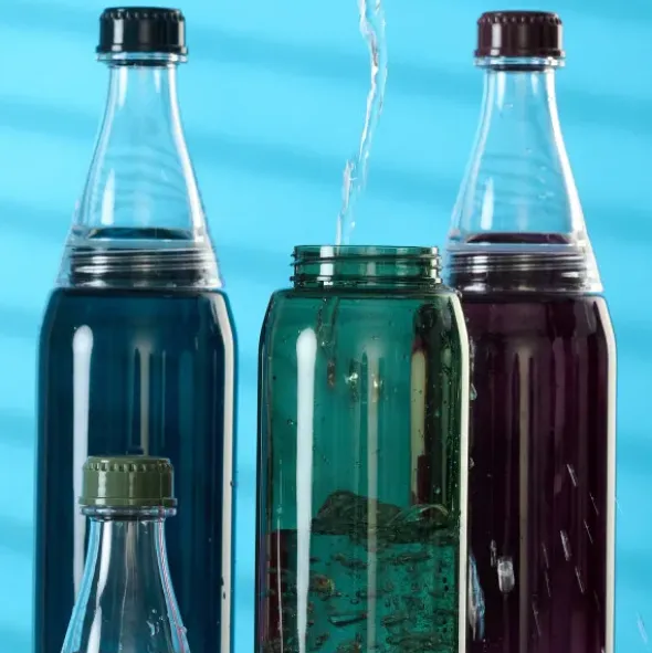 Trinkflasche 700 ml blau Kunststoff mit Schraubverschluss + 2 Öffnungen