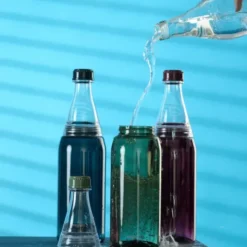 Trinkflasche 700 ml blau Kunststoff mit Schraubverschluss + 2 Öffnungen