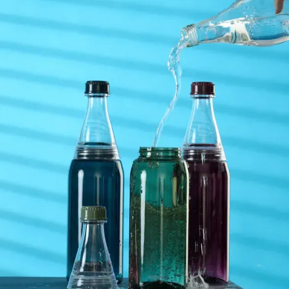 Trinkflasche 700 ml blau Kunststoff mit Schraubverschluss + 2 Öffnungen