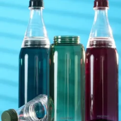 Trinkflasche 700 ml blau Kunststoff mit Schraubverschluss + 2 Öffnungen