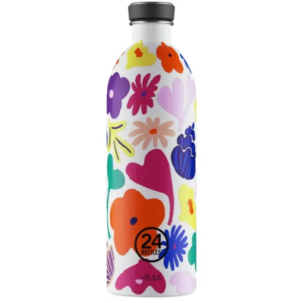 Trinkflasche URBAN 1l Edelstahl, Blumen