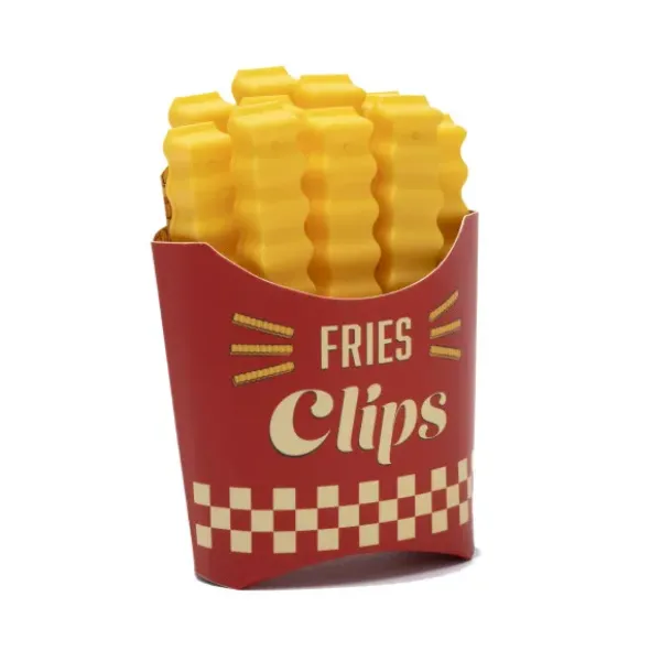 Tütenclip / Klammer Pommes, 12 Stück in magnetischer Box