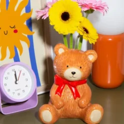 Vase & Dekofigur Teddybär – Blumenvase aus Keramik 15,5 cm