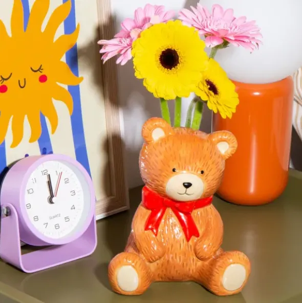 Vase & Dekofigur Teddybär – Blumenvase aus Keramik 15,5 cm