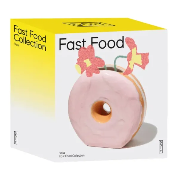 Vase Donut aus Keramik – Deko Vase in rosa Donut-Optik 17 cm