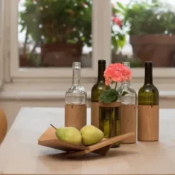 Vase & Dose - Glasbehälter grünglas mit Holzdeckel - Blumenvase oder Vorratsglas