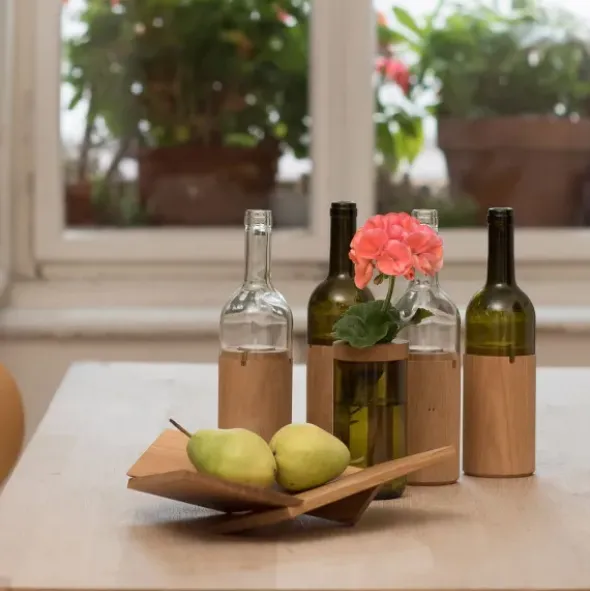 Vase & Dose - Glasbehälter grünglas mit Holzdeckel - Blumenvase oder Vorratsglas