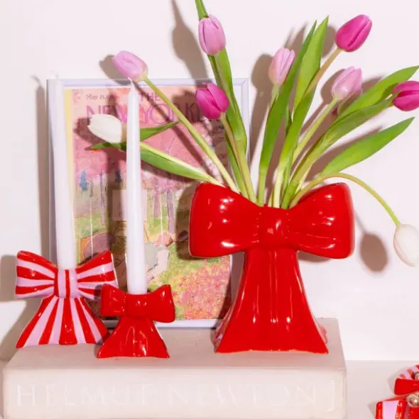 Vase in Schleifenform rot 20 cm – Keramik Blumenvase